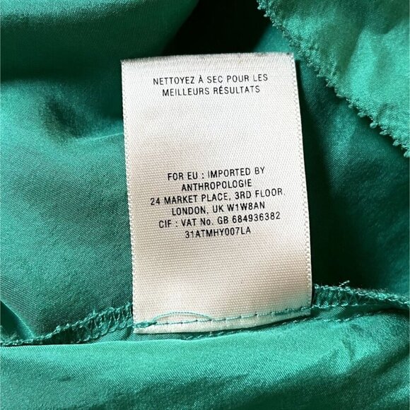 Vanessa Virginia Green Silk Peplum Short Sleeve Blouse Retro 30s Flounce V-Neck - Picture 7 of 8